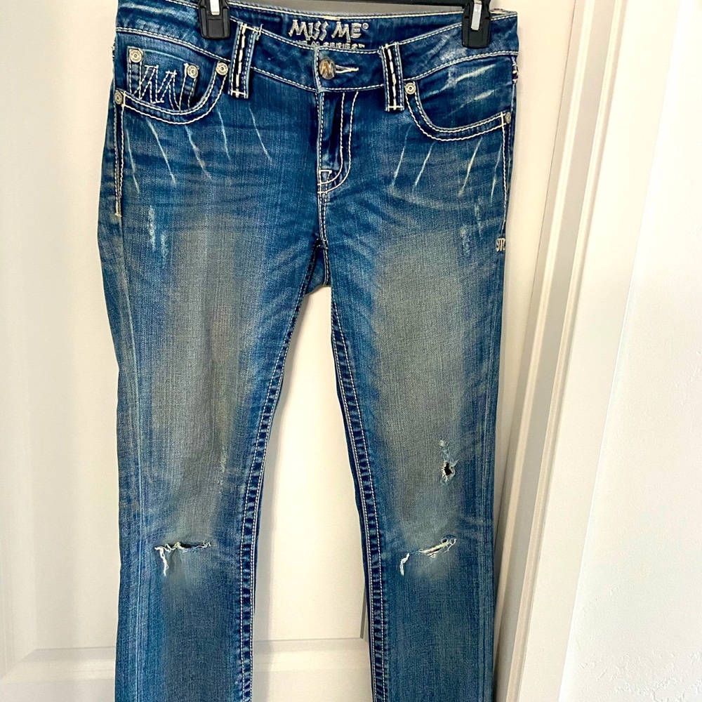 MISS ME Straight Leg Ripped Denim Jeans size 27